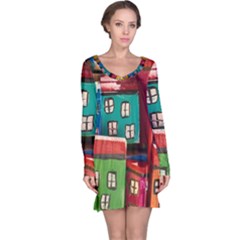 Houses Handmade Cultural Long Sleeve Nightdress by Pakrebo