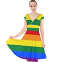 LGBT Rainbow Pride Flag Cap Sleeve Front Wrap Midi Dress View1