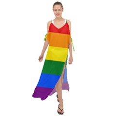 Lgbt Rainbow Pride Flag Maxi Chiffon Cover Up Dress by lgbtnation