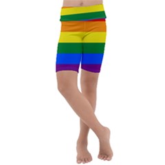 Lgbt Rainbow Pride Flag Kids  Lightweight Velour Cropped Yoga Leggings by lgbtnation