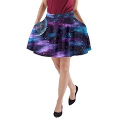 Background Space Planet Explosion A-line Pocket Skirt by Nexatart