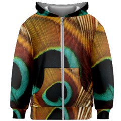 Feather Peacock Feather Peacock Kids  Zipper Hoodie Without Drawstring by Nexatart