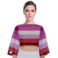 Lesbian Pride Flag Tie Back Butterfly Sleeve Chiffon Top by lgbtnation