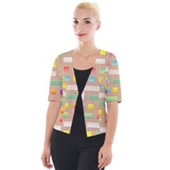 Abstract Background Colorful Cropped Button Cardigan by HermanTelo