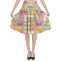 Abstract Background Colorful Flared Midi Skirt by HermanTelo