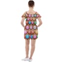 Background Colorful Abstract Brown Ruffle Cut Out Chiffon Playsuit View2