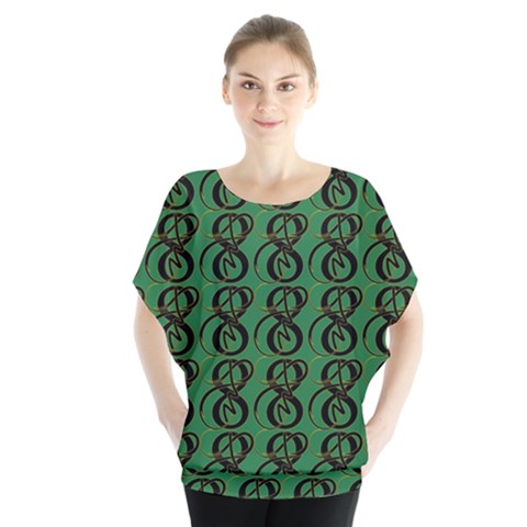 Abstract Pattern Graphic Lines Batwing Chiffon Blouse by HermanTelo