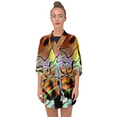 Abstract Transparent Drawing Half Sleeve Chiffon Kimono by HermanTelo