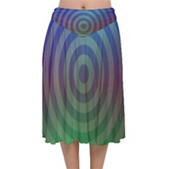 Blue Green Abstract Background Velvet Flared Midi Skirt by HermanTelo