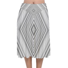 Black White Grey Pinstripes Angles Velvet Flared Midi Skirt by HermanTelo