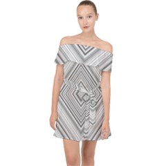 Black White Grey Pinstripes Angles Off Shoulder Chiffon Dress by HermanTelo