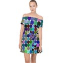 Geometric Background Colorful Off Shoulder Chiffon Dress View1