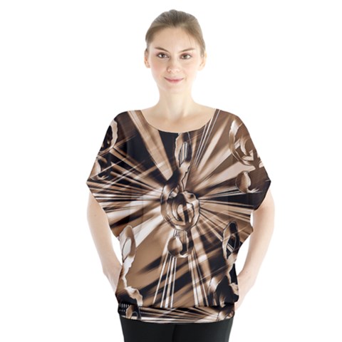 Music Clef Tones Batwing Chiffon Blouse by HermanTelo