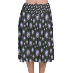 Seamless Pattern Background Circle Velvet Flared Midi Skirt by HermanTelo