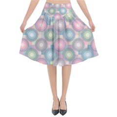 Seamless Pattern Pastels Background Flared Midi Skirt by HermanTelo