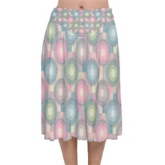 Seamless Pattern Pastels Background Velvet Flared Midi Skirt by HermanTelo