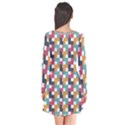 Abstract Geometric Long Sleeve V-neck Flare Dress View2