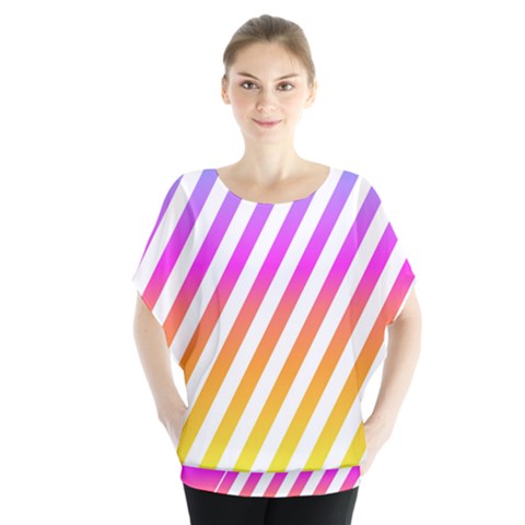 Abstract Lines Mockup Oblique Batwing Chiffon Blouse by HermanTelo