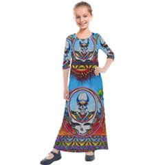 Grateful Dead Wallpapers Kids  Quarter Sleeve Maxi Dress by Sapixe