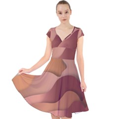 Autumn Copper Gradients Cap Sleeve Front Wrap Midi Dress by HermanTelo