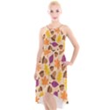 Acorn Leaves Pattern High-Low Halter Chiffon Dress  View1