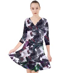 Abstract Science Fiction Quarter Sleeve Front Wrap Dress by HermanTelo