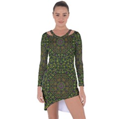 Peace Flower Planet And Calm Fire Asymmetric Cut-out Shift Dress by pepitasart