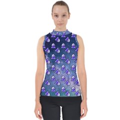 Kawaii Space Rocket Pattern Mock Neck Shell Top by snowwhitegirl