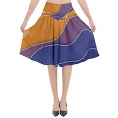 Autumn Waves Flared Midi Skirt by HermanTelo