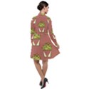 Cactus Pattern Background Texture Long Sleeve Chiffon Shirt Dress View2