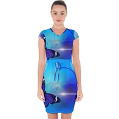 Butterfly Animal Insect Capsleeve Drawstring Dress  by HermanTelo