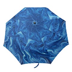 Blue Pattern Texture Art Folding Umbrellas by HermanTelo