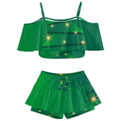 Christmas Tree Green Kids  Off Shoulder Skirt Bikini by HermanTelo