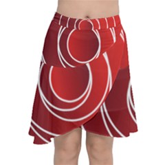 Circles Red Chiffon Wrap Front Skirt by HermanTelo