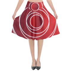 Circles Red Flared Midi Skirt by HermanTelo