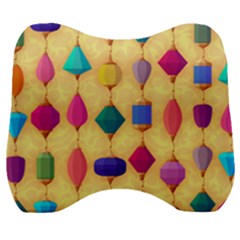 Colorful Background Stones Jewels Velour Head Support Cushion by HermanTelo