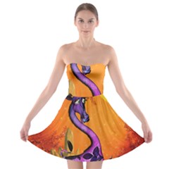 Funny Giraffe In The Night Strapless Bra Top Dress by FantasyWorld7