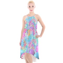 Eggs Happy Easter Rainbow High-low Halter Chiffon Dress  by HermanTelo