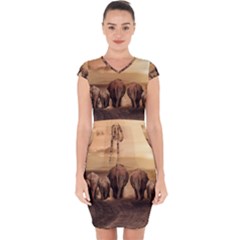 Elephant Dust Road Africa Savannah Capsleeve Drawstring Dress  by HermanTelo