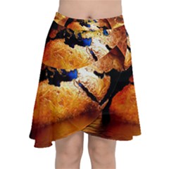 Earth Globe Water Fire Flame Chiffon Wrap Front Skirt by HermanTelo