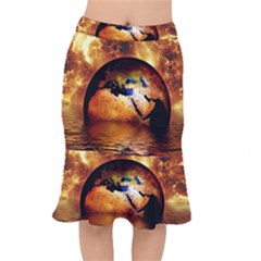 Earth Globe Water Fire Flame Mermaid Skirt by HermanTelo