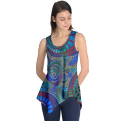 Fractal Abstract Line Wave Sleeveless Tunic by HermanTelo