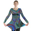 Fractal Abstract Line Wave Long Sleeve Tunic  View1