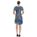 Fractal Abstract Line Wave Short Sleeve V-neck Flare Dress View2