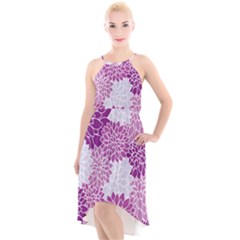 Floral Purple High-low Halter Chiffon Dress  by HermanTelo