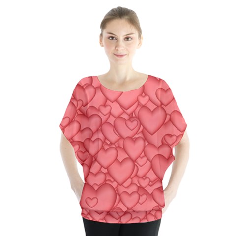 Hearts Love Valentine Batwing Chiffon Blouse by HermanTelo