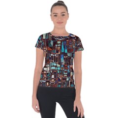 Mosaic Abstract Short Sleeve Sports Top  by HermanTelo