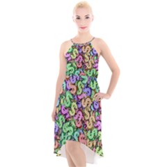 Money Currency Rainbow High-low Halter Chiffon Dress  by HermanTelo