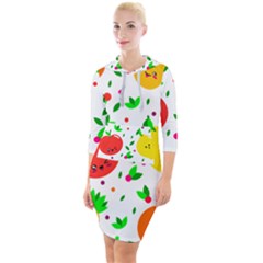 Pattern Fruits Orange Green Quarter Sleeve Hood Bodycon Dress by HermanTelo