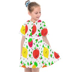 Pattern Fruits Orange Green Kids  Sailor Dress by HermanTelo